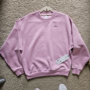 ALO Yoga Accolade Candy Heart Pink Sweatshirt Crewneck Small
